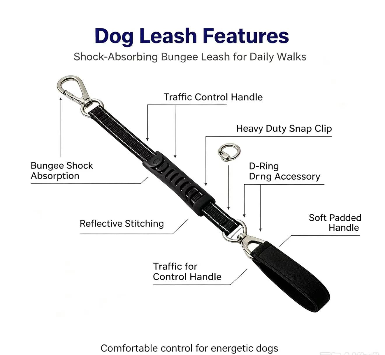 No Pull Tactical Dog Harness & Elastic Leash Set, Adjustable Outdoor Training Gear for Medium Large Dogs