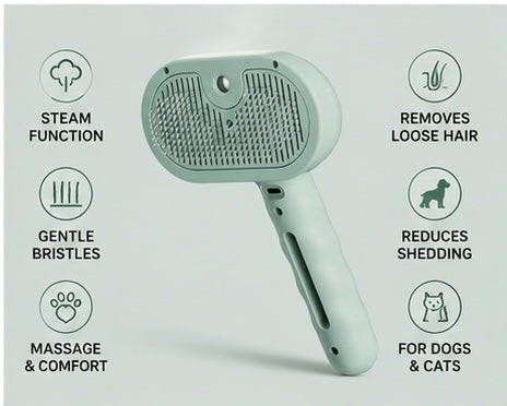Liquidation Discount 3-in-1 Pet Steam Grooming Brush, Anti-Static Steamy Comb for Shedding Hair Removal, Gentle Massage Brush for Cats & Dogs