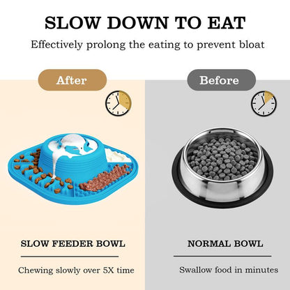 Rolling Ball Dog Slow Feeder Lick Bowl - Anti-Slip, Food-Grade & Dishwasher Safe