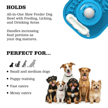 Rolling Ball Dog Slow Feeder Lick Bowl - Anti-Slip, Food-Grade & Dishwasher Safe