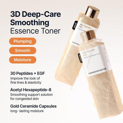 Silk Peptide EGF Anti-Aging Toner | 30 Peptides & Gold Ceramide, Firms Sagging Skin, Smooths Fine Lines, Boosts Radiant Youthful Plump Complexion