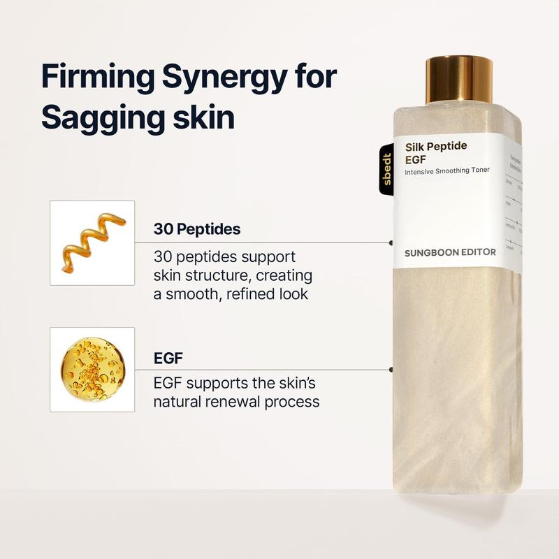 Silk Peptide EGF Anti-Aging Toner | 30 Peptides & Gold Ceramide, Firms Sagging Skin, Smooths Fine Lines, Boosts Radiant Youthful Plump Complexion