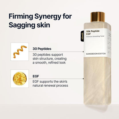 Silk Peptide EGF Anti-Aging Toner | 30 Peptides & Gold Ceramide, Firms Sagging Skin, Smooths Fine Lines, Boosts Radiant Youthful Plump Complexion