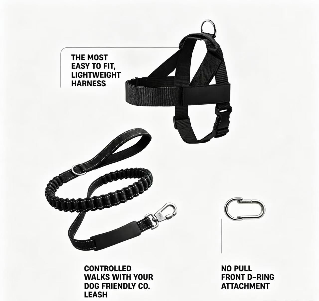 No Pull Tactical Dog Harness & Elastic Leash Set, Adjustable Outdoor Training Gear for Medium Large Dogs